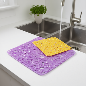 Lot de 10 tapis de protection pour évier, motif de fleurs violettes et jaunes, pour la protection et l'organisation de l'évier - Product Image 3