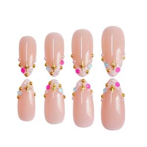 24 <span class=keywords><strong>faux</strong></span> ongles en forme d'amande moyenne, couleur <span class=keywords><strong>bonbon</strong></span> Y2K, style sirène, perle française, à presser, style Ins, portables, <span class=keywords><strong>faux</strong></span> ongles complets - Product Image 3