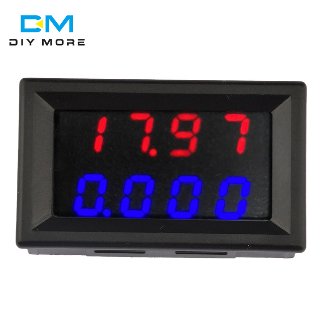 DC 500V 10A Voltmeter Ammeter Red + Blue LED Display Voltage Detector Current Meter Panel Amp Dual Digital Volt Meter Gauge