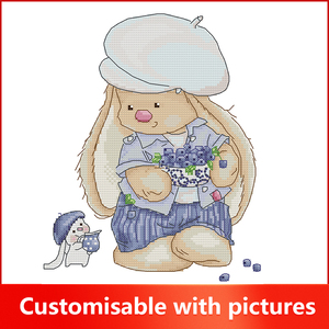 Nkf Bunny của anh trai và em gái mô hình in Cross Stitch Bộ trang trí nhà thêu Bộ Crochet Kit tay DIY 11CT 14ct - Product Image 2