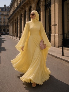 Abito Lungo Plissettato su Misura Loviya per Signore Musulmane, Abaya Dubai <span class=keywords><strong>Chic</strong></span>, <span class=keywords><strong>Abbigliamento</strong></span> Formale Islamico - Product Image 5