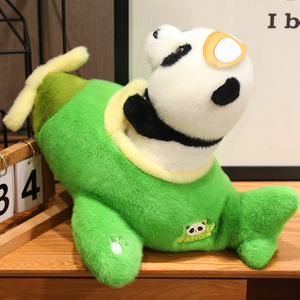 Siêu Kawaii gấu trúc sáng tạo đồ chơi sang trọng lái máy bay màu xanh lá cây - Product Image 4