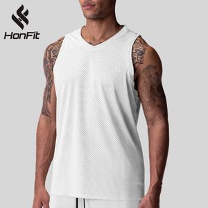 HONFIT con Logo personalizzato gilet atletico solido di alta qualità 100% canotta Fitness da palestra in poliestere per uomo ad asciugatura rapida canotta da uomo - Product Image 2