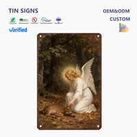 Vente en gros de panneaux métalliques personnalisés, style vintage et antique, avec peinture à l'huile d'ange et gaufrage, décoration murale religieuse rétro pour chambre et café