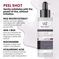 Ampoule exfoliante au riz noir et blanc à étiquette privée personnalisée, sérum facial exfoliant au riz doux