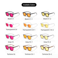 Lunettes anti-lumière bleue unisexe Sunray rétro carrées, monture noire brillante, verres teintés rouges, pont de nez doré, rivets, OEM