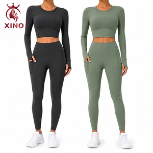 Conjunto Deportivo de 2 Piezas para Mujer OEM <span class=keywords><strong>XINO</strong></span>, Cintura Alta, Elástico en 4 Direcciones, Secado Rápido, Transpirable, Spandex/Nylon, Logotipo Frontal - Product Image 1