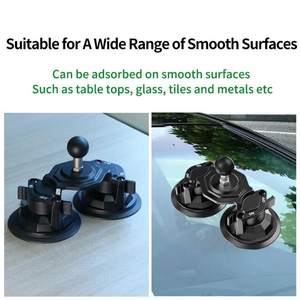 Max Load 10KG Dual Double Suction Cup Base Holder Window Glass <strong>Mount</strong> With 360 <strong>Swivel</strong> 25.4mm 1inch <strong>Ball</strong> Adapter