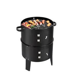 3 In Vertical Barrel Bbq Charcoal Grill Portable Barbecue Outdoor Smoker Grill