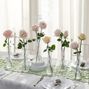 Petits vases décoratifs en <span class=keywords><strong>verre</strong></span> <span class=keywords><strong>vert</strong></span> pour fleurs, petites bouteilles vintage, centre de table pour mariage et décoration intérieure - Product Image 5