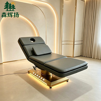 Table de massage électrique à 3 moteurs avec base en acier inoxydable et commande au pied, pour salons de beauté, spas, soins des cils et du visage
