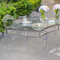 Tables de mariage modernes en plastique transparent, tables de mariage en cristal de luxe, tables de mariage en acrylique pour hôtel