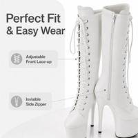 Bottes de pole dance personnalisées à lacets, hauteur genou, talon épais, tige en PVC, semelle extérieure en ABS, respirantes, antidérapantes, chaussures de danse exotique