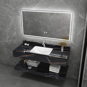 <span class=keywords><strong>Mobile</strong></span> da <span class=keywords><strong>Bagno</strong></span> a 2 Ripiani con Lavabo, Lavandino in Ceramica Bianca e Set Vanity Impermeabile per <span class=keywords><strong>Bagno</strong></span> - Product Image 1