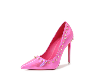 Tacchi a Spillo con Punta Affusolata da 12 <span class=keywords><strong>CM</strong></span> per Donna, in Vernice, Tacco Alto Arcobaleno, Tacco Metallico Dorato con Borchie - Product Image 5