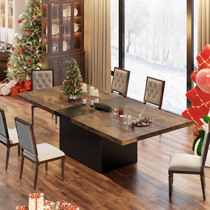 Tavolo da Pranzo di Design Moderno in Legno Massello con Robuste Gambe in Legno per 4-10 Persone, Arredamento per Cucina - Product Image 1