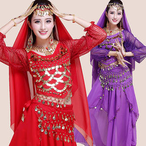 Jh348 Mujeres Árabe Traje de Danza del Vientre Vestido de Boda <span class=keywords><strong>Ropa</strong></span> de Danza del Vientre Mantilla <span class=keywords><strong>Ropa</strong></span> de Actuación Tela India Sexy 6 Piezas - Product Image 1