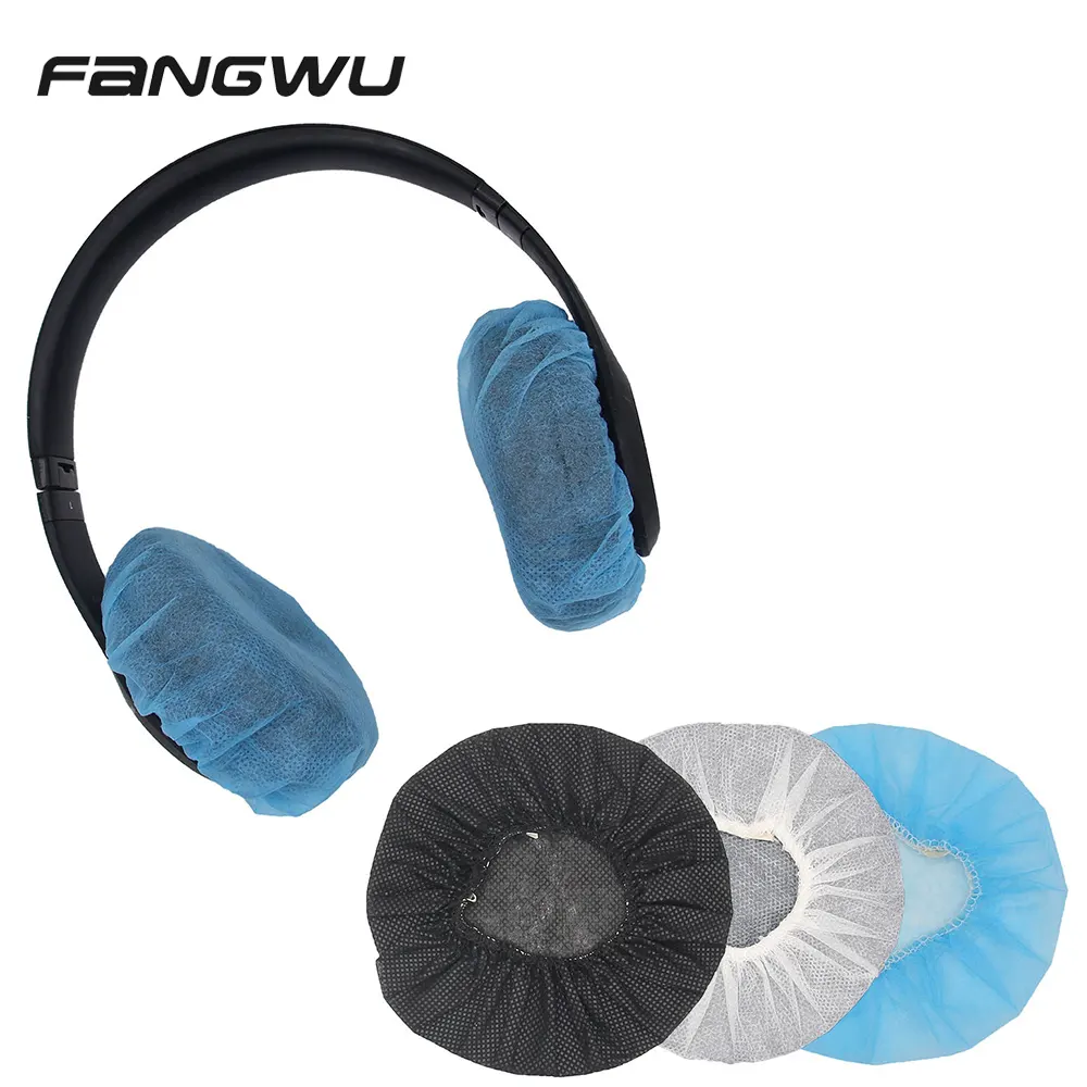 100 Buah Headphone Sekali Pakai Penutup Telinga Earphone Overs Saniter Non-Woven Penutup Earpad Peregangan Penutup Earcup