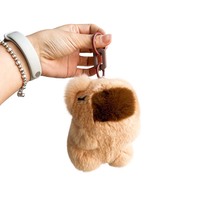 Porte-clés Capybara - Adorable jouet en peluche, porte-clés de voiture en fourrure de lapin Rex douce et moelleuse, accessoire cadeau animal, provenance éthique, personnalisable