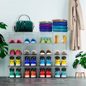 OEM High Quality PET Transparent Foldable Stackable Modern Multifunction <b>Shoe</b> <b>Storage</b> Box for Kitchen Bathroom Food <b>Storage</b> - Product Image 3