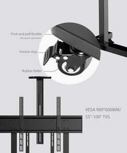 Support de télévision mobile de haute qualité sur roues avec <span class=keywords><strong>table</strong></span> de rangement hauteur réglable 1520mm-1850mm chariot de télévision à ascenseur électrique - Product Image 3