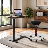 Bureau debout réglable en hauteur avec tabouret ergonomique à ressort oscillant, ensemble poste de travail pour bureau à domicile