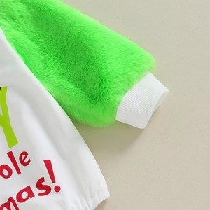 2026 Combinaison <span class=keywords><strong>pull</strong></span> pour bébé 'Le Bébé qui a volé Noël' à manches en fourrure verte, pour bébés garçons et filles, style Grinch <span class=keywords><strong>de</strong></span> Noël - Product Image 2