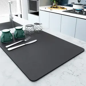 High Water Absorption Non Slip Diatomite Dish Drying Mat For Kitchen