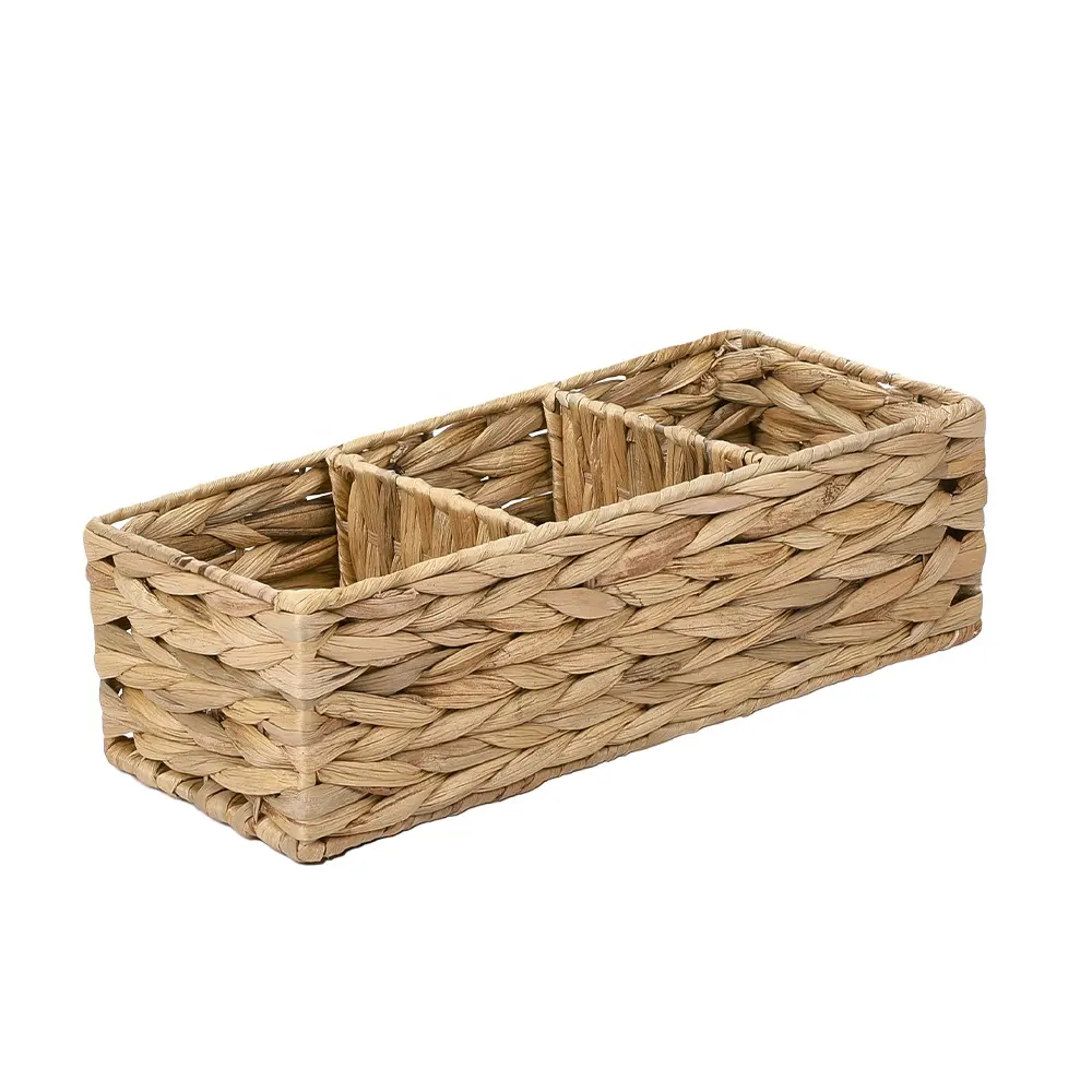 Factory wholesale natural plants hand woven fruit and vegetable baskets with wooden handles water hyacinth woven storage basket