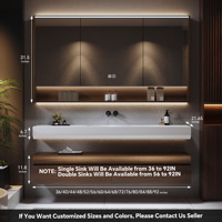 Meuble-lavabo de salle de bain avec lavabo simple ou double, meuble-lavabo suspendu avec miroir LED anti-buée