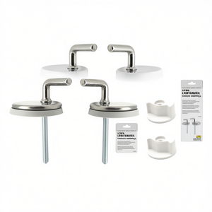 Supports de siège de toilette chromés, largeur 19,4 cm, hauteur 7,8 cm, avec capuchons en plastique pour une installation sécurisée - Product Image 3