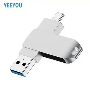 Factory Wholesale High Quality 2 in 1 USB Flash Drive Rotatable smart Type-C OTG drive Thumb drives memory stick