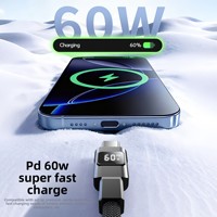 Câble d'alimentation 4 en 1 à charge rapide en nylon USB-A Type-C avec affichage numérique LED 100W, entièrement compatible avec les téléphones iPhone, les ordinateurs portables Android et les écouteurs