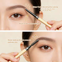 Crayon à sourcils fin à double tête 2-en-1 de vente chaude avec poudre délicate et pinceau à ruban lisse et soyeux pour le maquillage novice