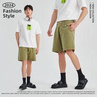 Shorts décontractés pour hommes en coton tissé respirant, coupe ample, taille mi-haute élastique, fermeture éclair, couleur unie, collection Printemps-Été, OEM/ODM