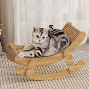 Sillón mecedora de lujo grande de sisal natural para gatos y rascador con hamaca reclinable integrada - No suelta fibra en verano - Product Image 2