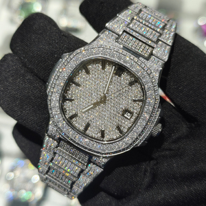 Montre Full Real Diamond Hip Hop Iced Out Automático Joyería Relojes Oro Marca de lujo Hombres Mecánico VVS Moissanite Reloj - Product Image 2