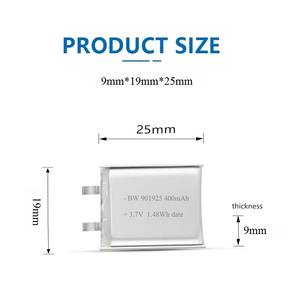 Batteria 901925 ai polimeri di litio 400mAh 3.7V batteria di ricambio batteria ricaricabile ad alta capacità - Product Image 2