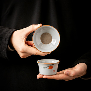 ที่กรองชาเซรามิกวาดลายด้วยมือ ลายลูกพลับ สไตล์จีน สำหรับชุดน้ำชา - Product Image 3