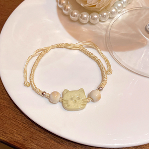Bracelet de corde de tresse de chat de dessin animé mignon réglable pour femme polyvalent petit design sens ornements de main idée cadeau parfaite - Product Image 4