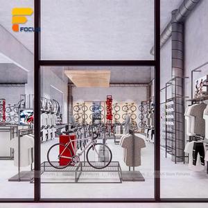 Présentoir de magasin de vélos moderne Fixation intérieure Ensemble complet de vélo de route <span class=keywords><strong>Boutique</strong></span> de détail Design Support mural Présentoir de vêtements - Product Image 3