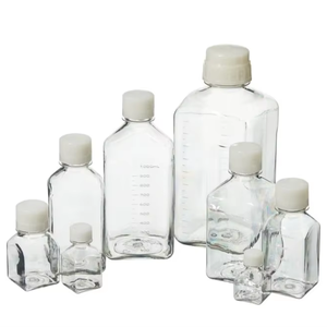 Laboratory Chemical <b>Storage</b> Leakproof Graduated PET Square <b>Media</b> Bottle 30ml 60ml 125ml 250ml 500ml 1000ml - Product Image 1