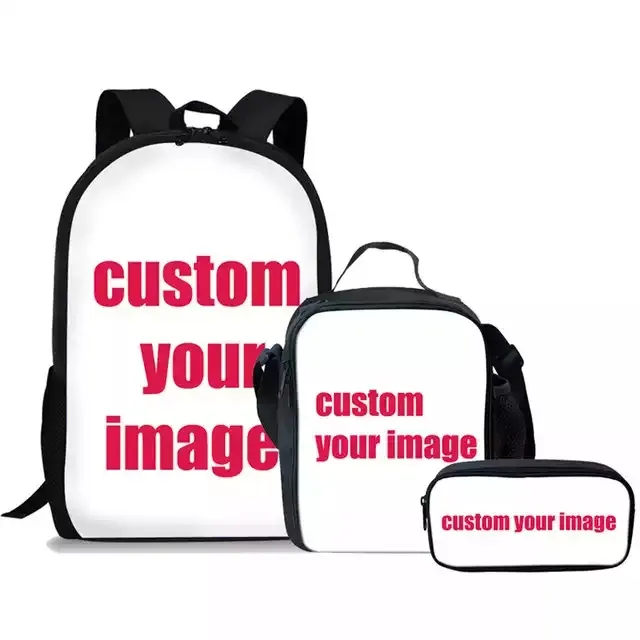 Wholesale Print On Demand Children School Bags for Boys And Girls Custom With Logo 3 Pcs/Set Student Backpack+Lunch Bag+Pencil