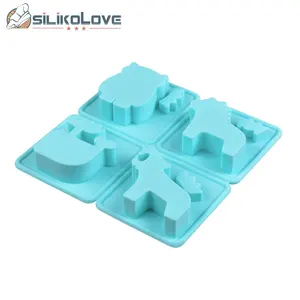 Đa Hình Dạng Hổ Gấu Cá Voi Ngựa Xà Phòng Silicone Làm Khuôn Sáp Công Cụ Ice Cube Khay Khuôn