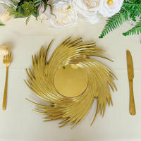 Assiettes de présentation jetables en plastique écologique or et argent de 13 pouces, motif tourbillon irrégulier, pour la restauration en gros, les dîners et les mariages