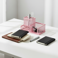 Porte-stylos en métal rose personnalisable en gros, organisateur de bureau à 3 compartiments pour le bureau et l'école