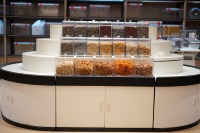Ecobox Nouveauté Nouveau matériau Présentoir en plastique Présentoir pour bonbons en vrac Aliments en vrac