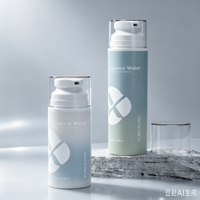 Flacon pompe sans air en plastique PP mat pour lotion, sérum, crème pour le visage et nettoyant, avec impression sérigraphique