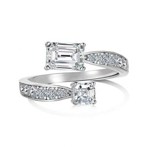 Dylam New Design Top High Jewelry S925 Silver D Color VVS1 Moissanite Stone Open <b>Adjustable</b> Fashion Fine Wedding Promise <b>Rings</b> - Product Image 4