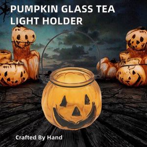 Handmade Custom Empty Candle <b>Jar</b> Simple Popular Halloween <b>Pumpkin</b> <b>Glass</b> Tea Light Holder Embossed Printed Home Home Decoration - Product Image 2